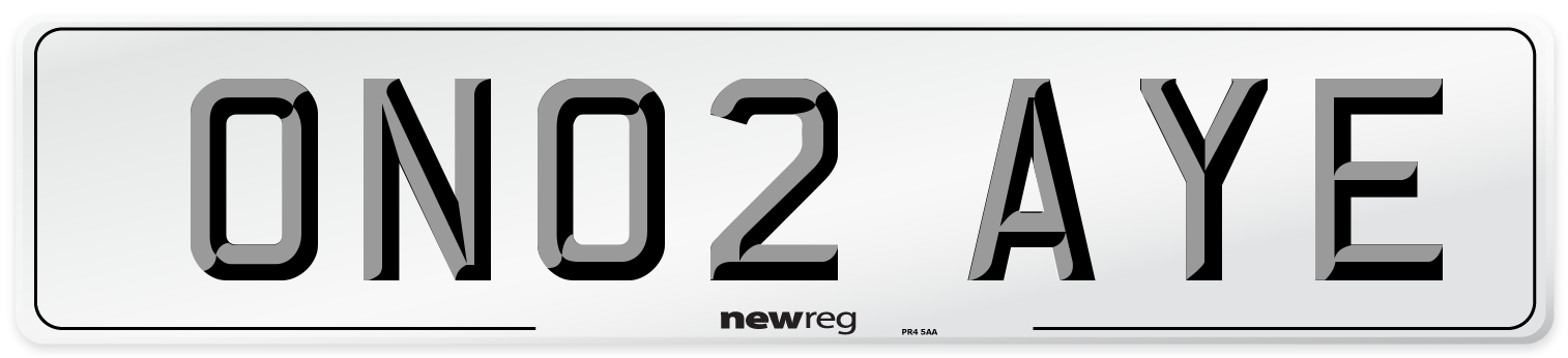 ON02 AYE Number Plate from New Reg
